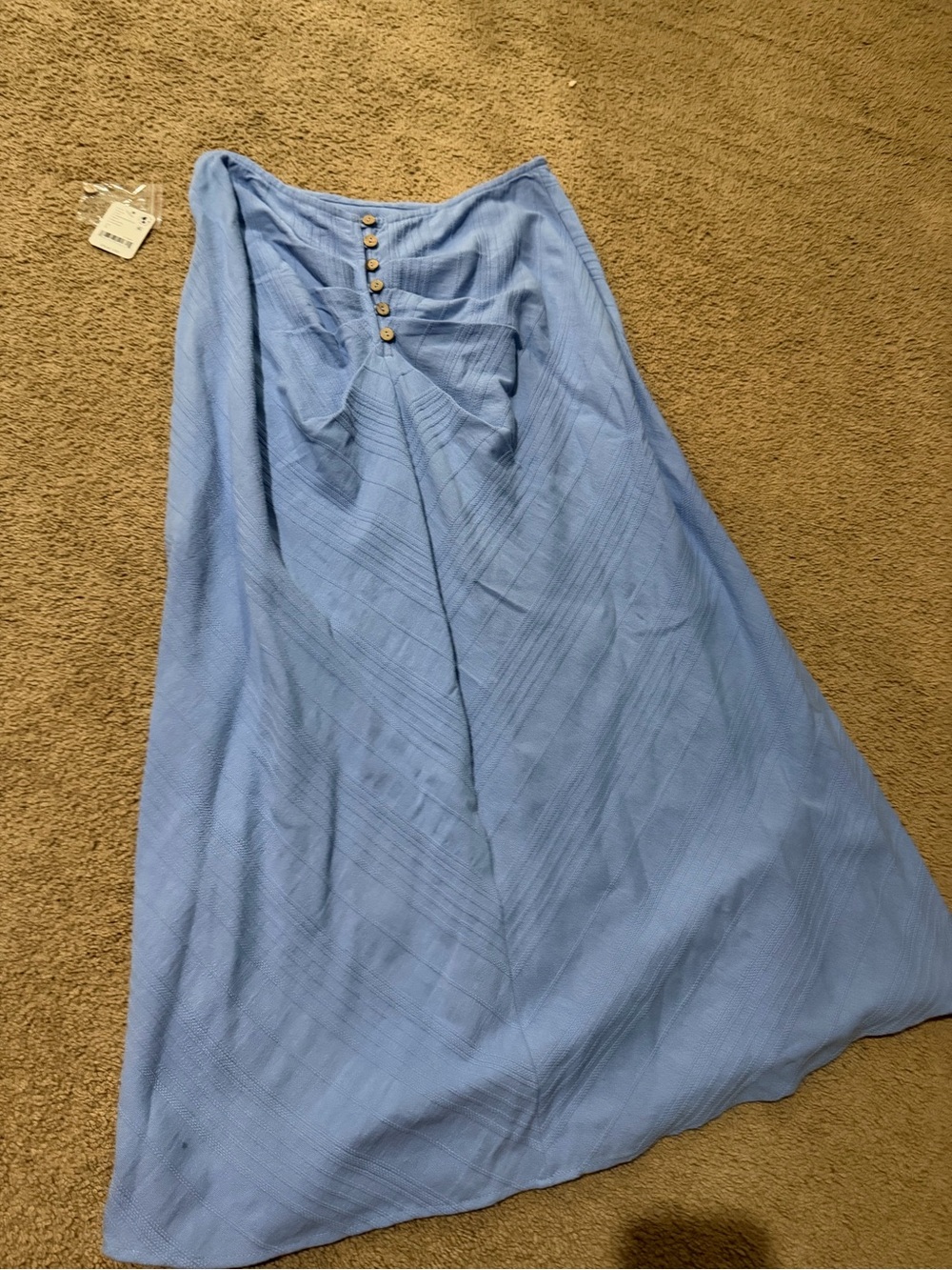 Free People Light Blue Maxi Skirt with Front Button Detail